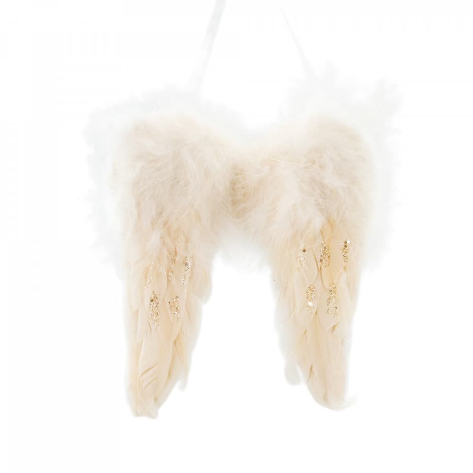 Decoratiune brad Aripi de Inger, culoare alb, dimensiune: 18x5x22cm, MI-573