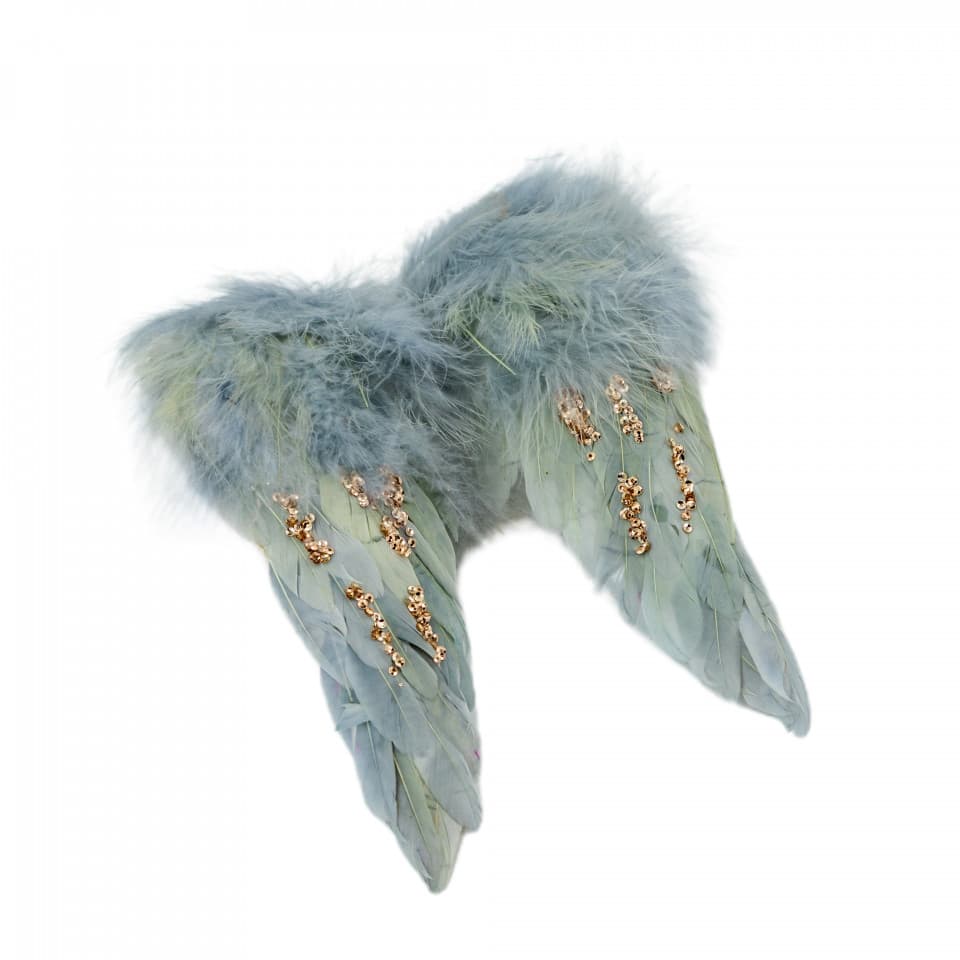 Decoratiune brad Aripi de Inger, culoare verde cu auriu, dimensiune: 13x3x17cm, MI-566