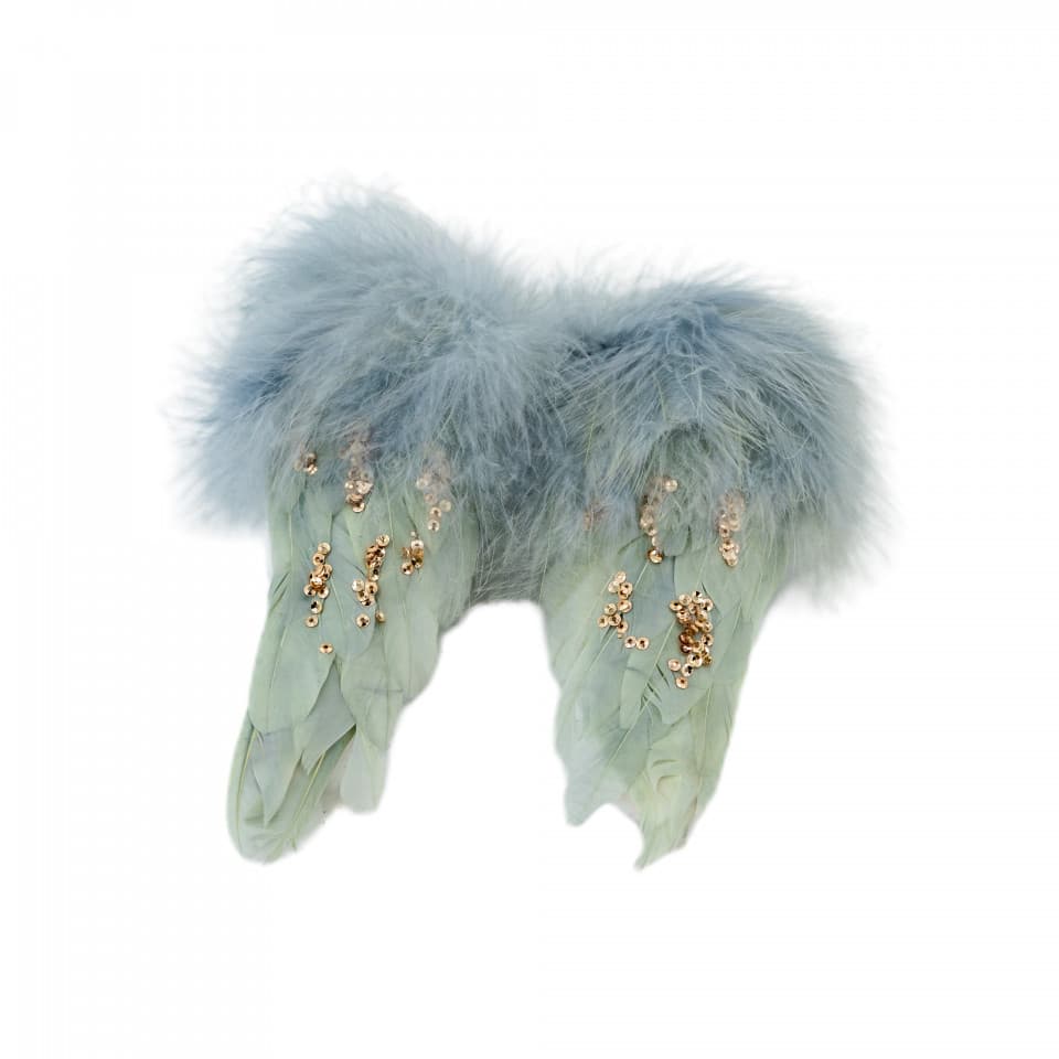 Decoratiune brad Aripi de Inger, culoare verde cu auriu, dimensiune: 18x5x22cm, MI-565