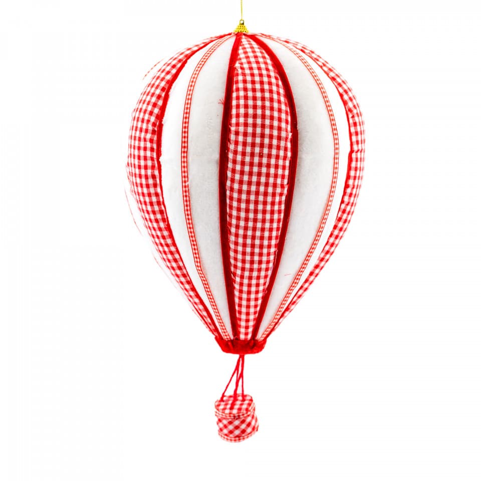 Decoratiune brad in forma de balon cu aer, culaore alb cu rosu, dimensiune: 24x24x41cm, MI-504