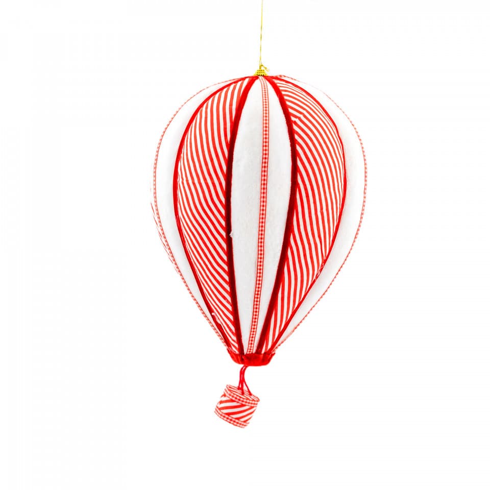 Decoratiune brad in forma de balon cu aer, culoare alb cu rosu, dimensiune: 24x24x41 cm, MI-599