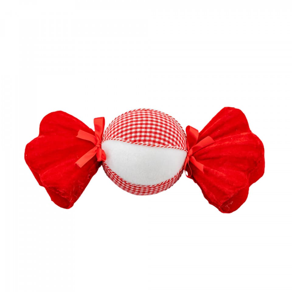 Decoratiune brad in forma de bomboana, culoare alb cu rosu, dimensiune: 30x13x14cm, MI-508