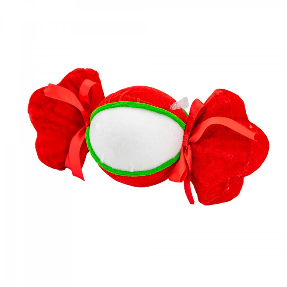 Decoratiune brad in forma de bomboana, culoare alb cu rosu, dimensiune: 30x6x13 cm, MI-656
