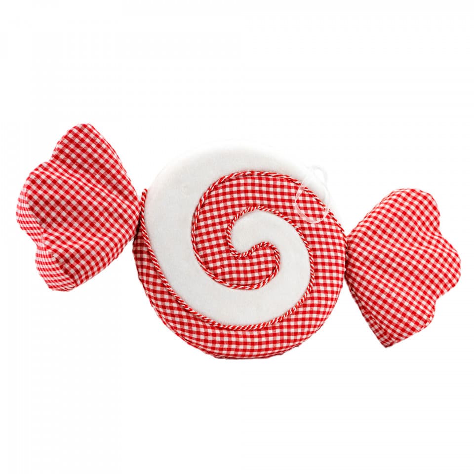 Decoratiune brad in forma de bomboana, culoare alb cu rosu, dimensiune: 35x6.5x8.5cm, MI-511
