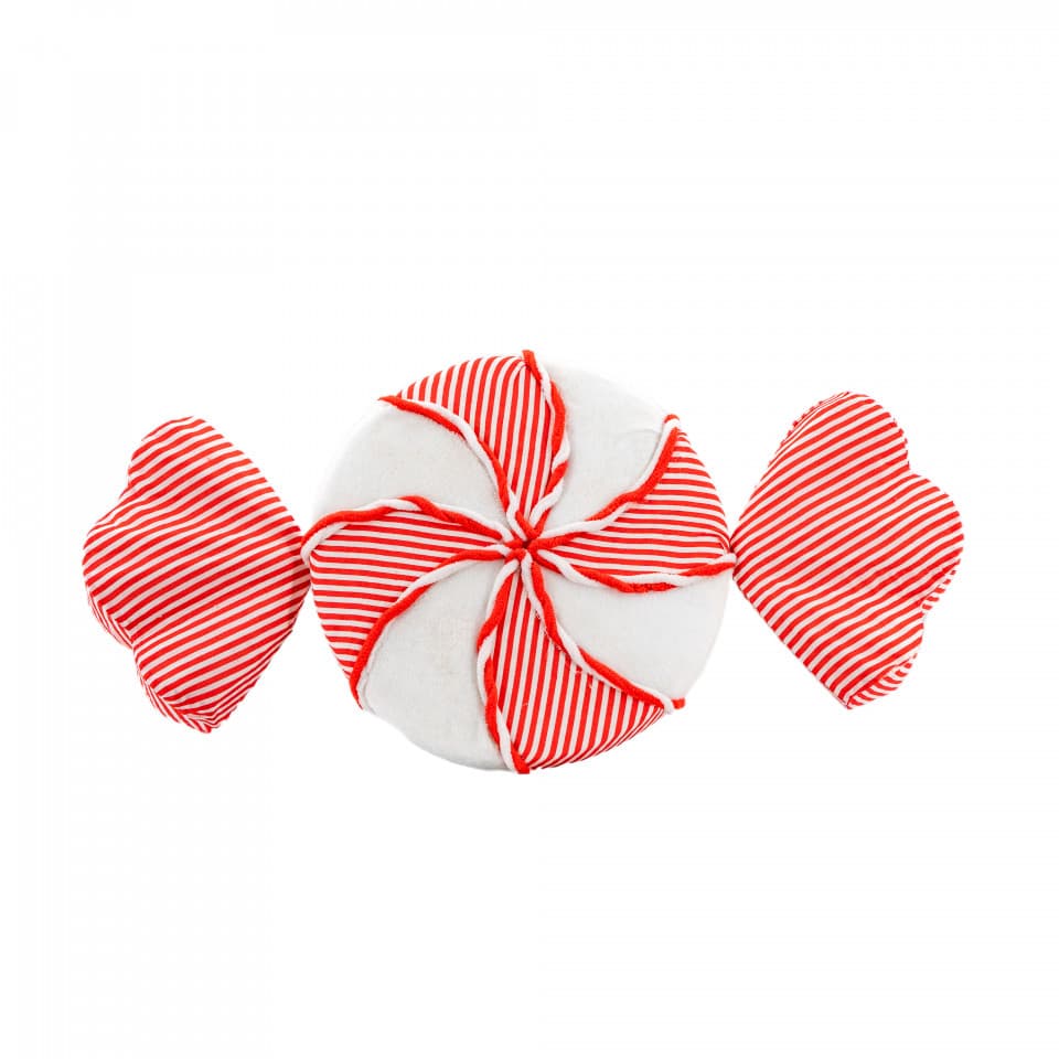 Decoratiune brad in forma de bomboana, culoare alb cu rosu, dimensiune: 51.5x7x25 cm, MI-592