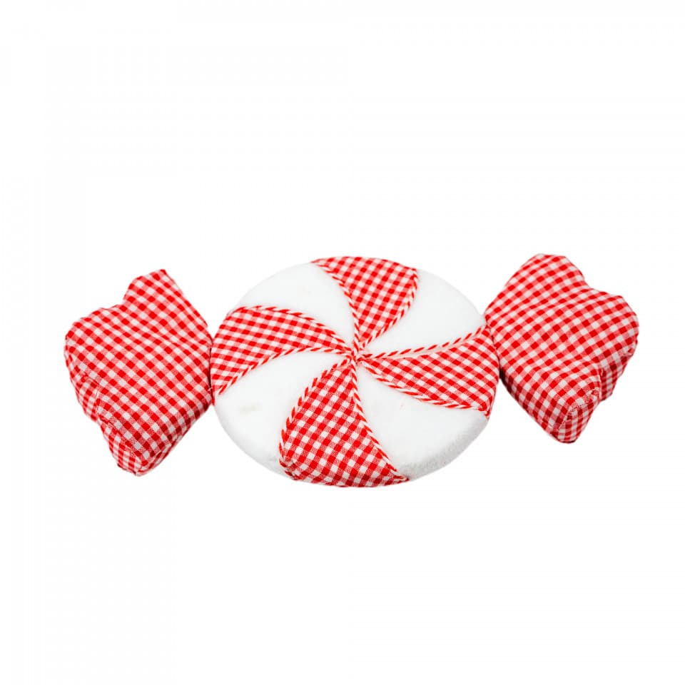 Decoratiune brad in forma de bomboana, culoare alb cu rosu, dimensiune: 52x7x25cm, MI-510