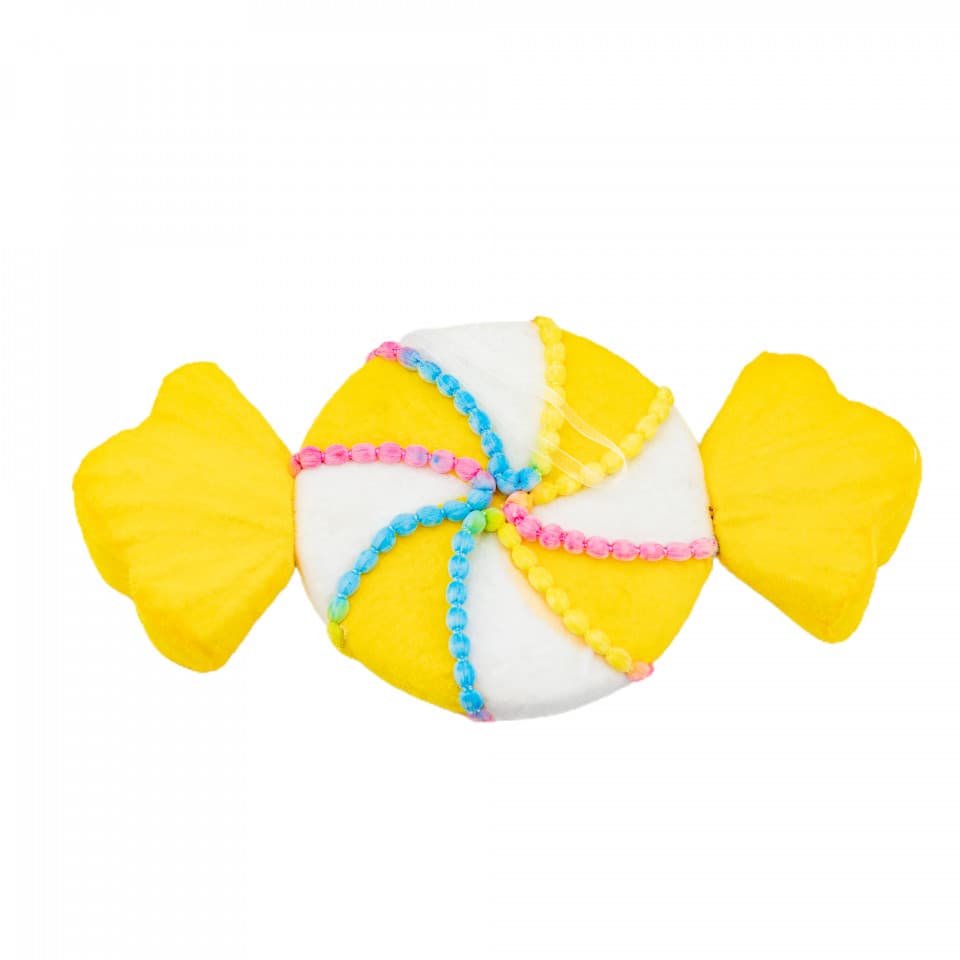 Decoratiune brad in forma de bomboana, culoare galben, dimensiune: 65x9.5x32 cm, MI-645