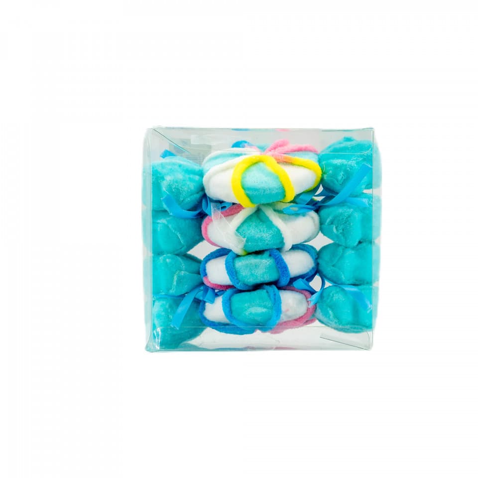 Decoratiune brad in forma de bomboane, culoare albastru, dimensiune: 16.5x2.5x8.5 cm, 4 buc/set, MI-637