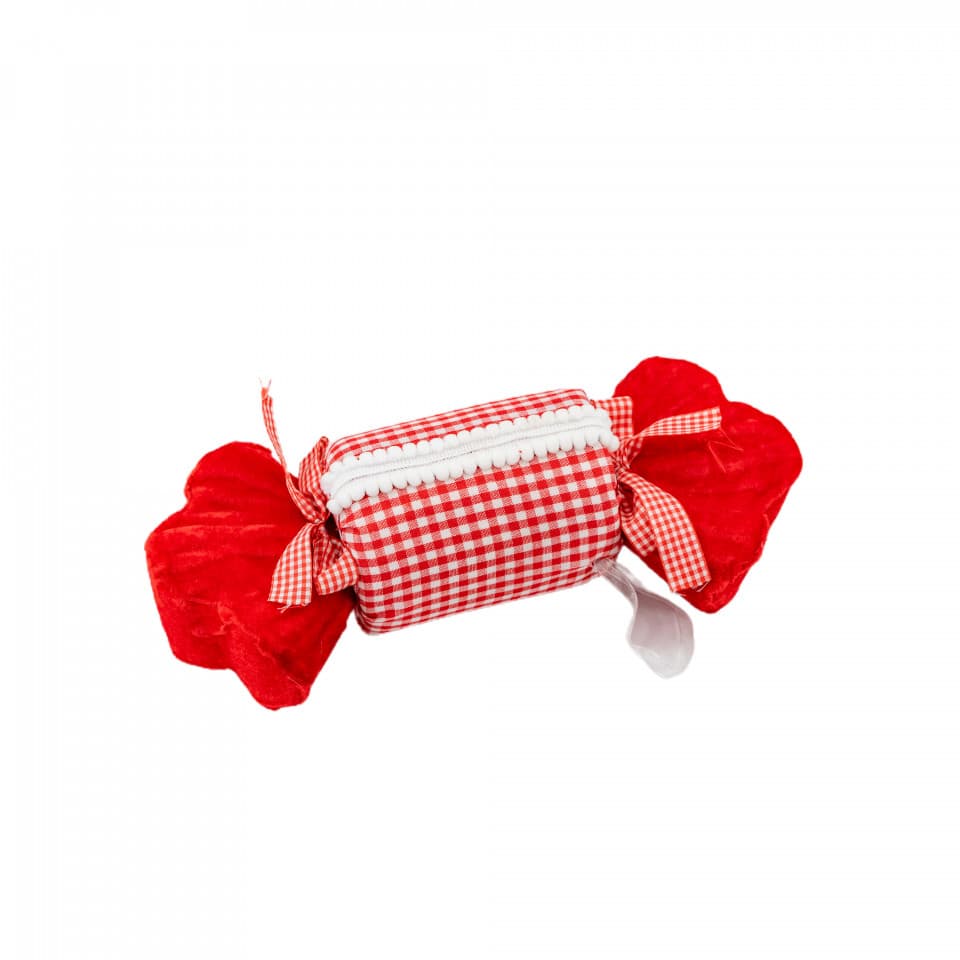 Decoratiune brad in forma de bombona, culoare alb cu rosu, dimensiune: 31x6x13cm, MI-517