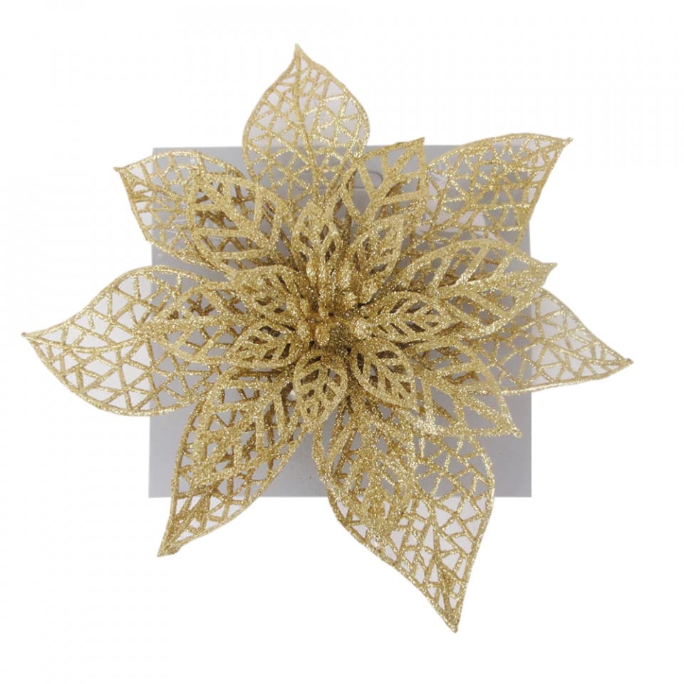 Decoratiune brad in forma de floare, culoare auriu, dimensiune 20*20cm, BL-6012G