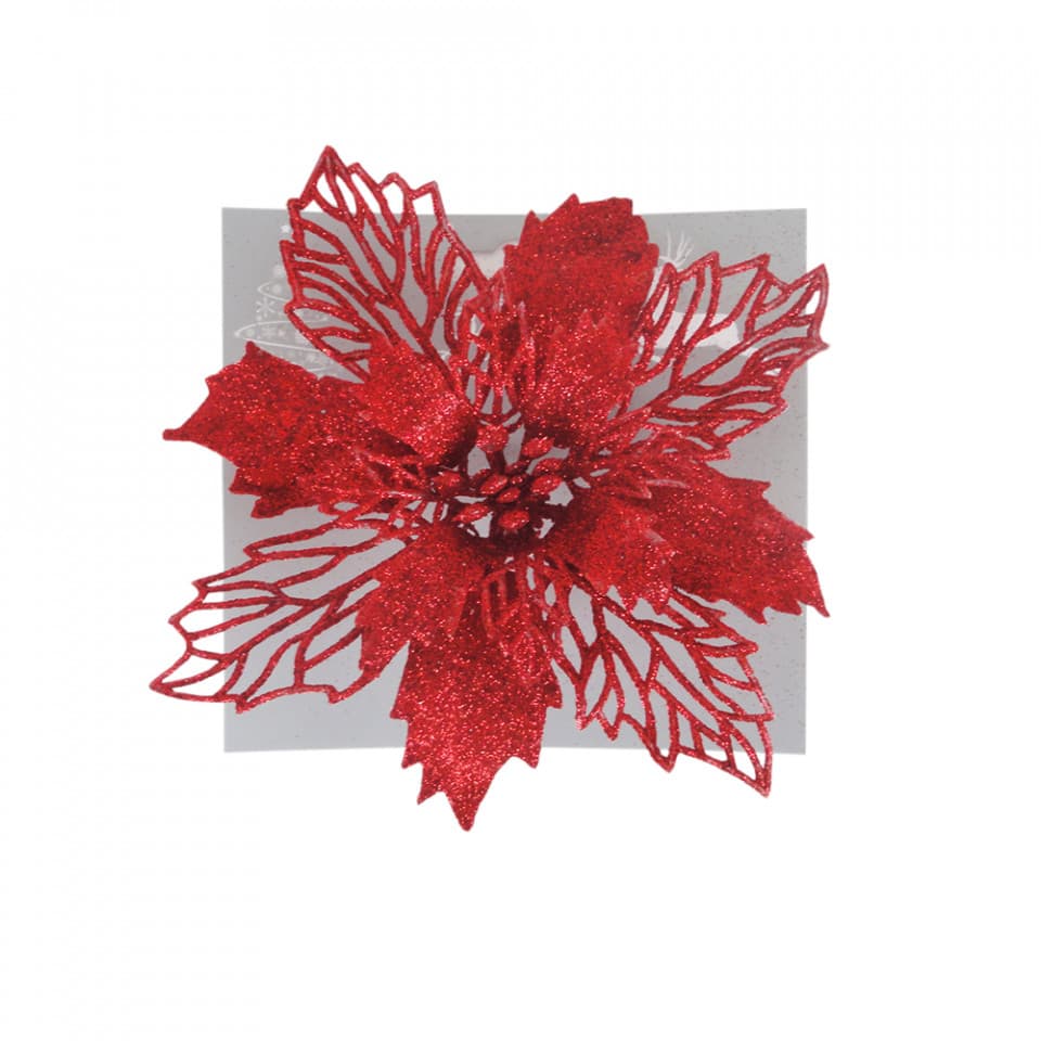 Decoratiune brad in forma de floare, culoare rosu, dimensiune 17*17cm, BL-6016R