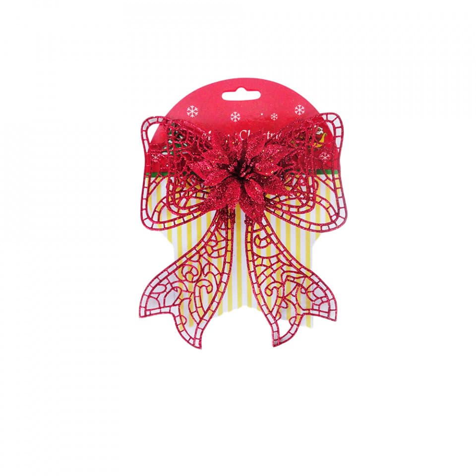 Decoratiune brad in forma de fundita, culoare rosu, dimensiune 16X18cm, BL-6013R