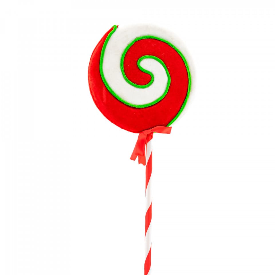 Decoratiune brad in forma de Lollipop, culoare alb cu rosu, dimensiune: 25x4x71 cm, MI-658