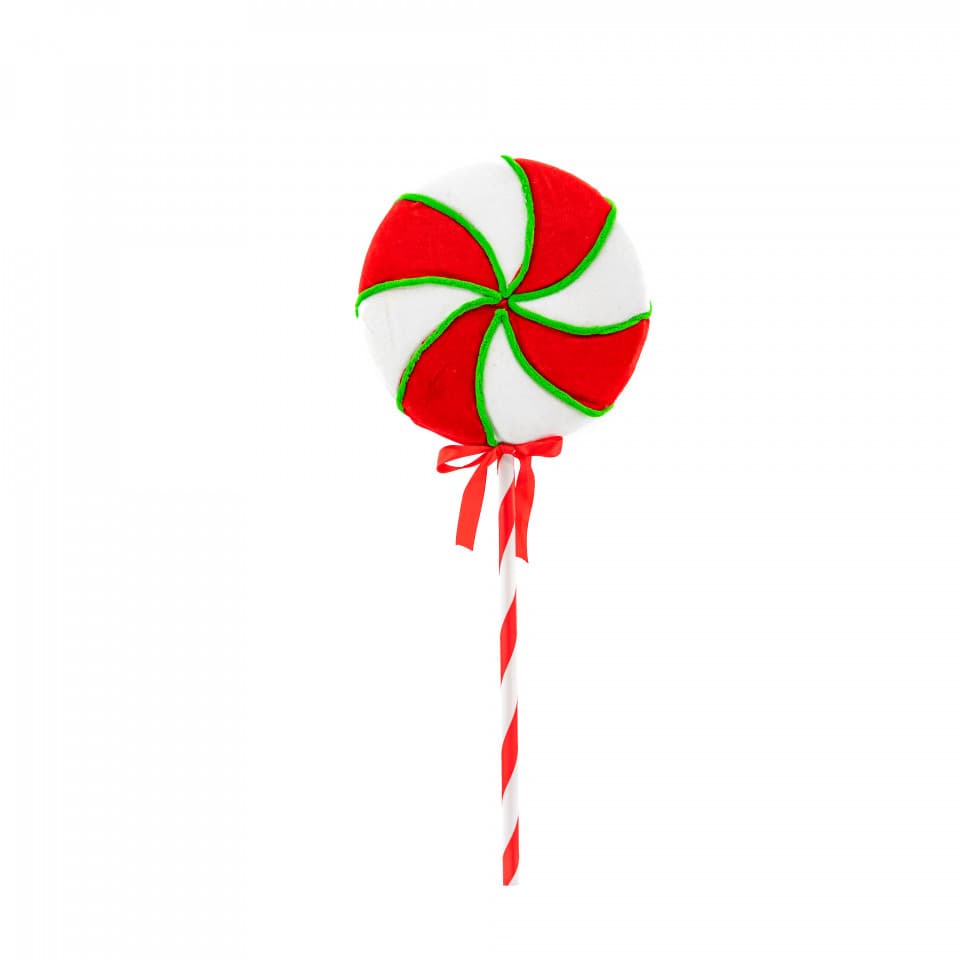 Decoratiune brad in forma de Lollipop, culoare alb cu rosu, dimensiune: 25x4x71 cm, MI-659