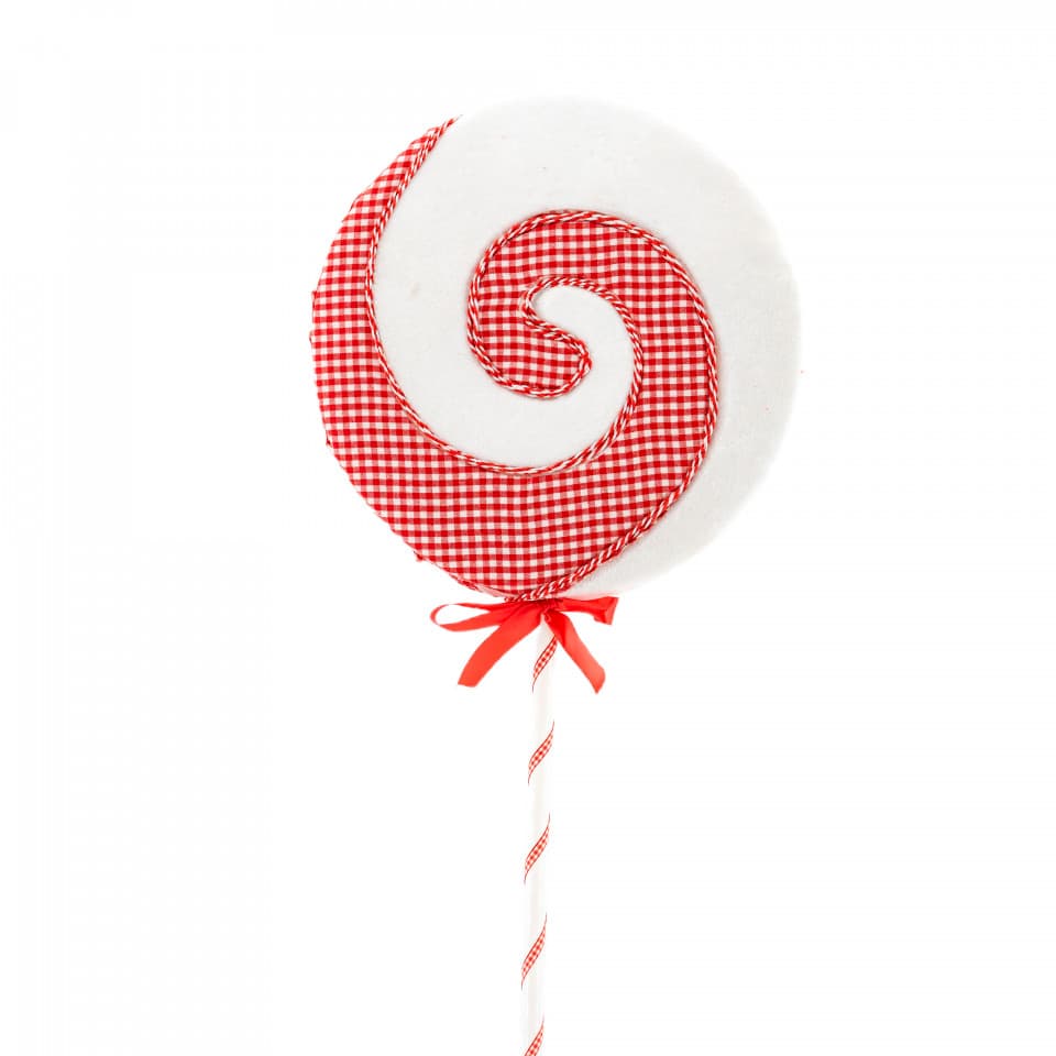 Decoratiune brad in forma de Lollipop, culoare alb cu rosu, dimensiune: 32x4x77cm, MI-515