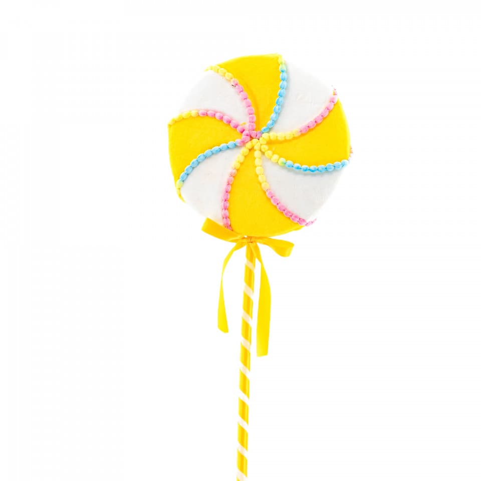 Decoratiune brad in forma de Lollipop, culoare galben, dimensiune: 34x4x77 cm, MI-643