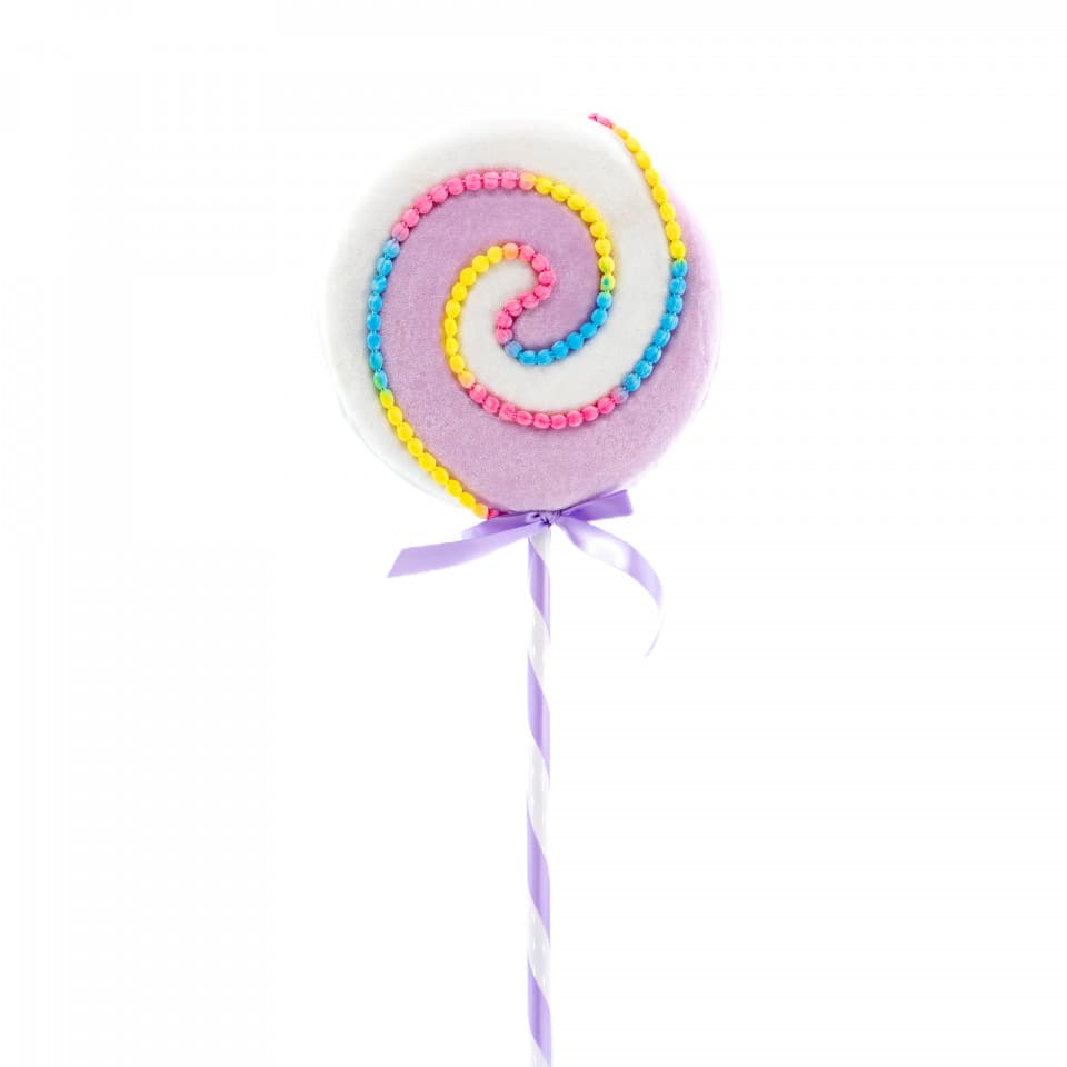 Decoratiune brad in forma de Lollipop, culoare lila, dimensiune: 19x2x53 cm, MI-646
