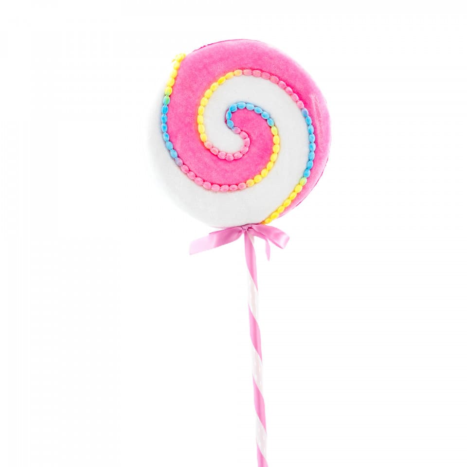 Decoratiune brad in forma de Lollipop, culoare roz, dimensiune: 19x2x53cm, MI-535