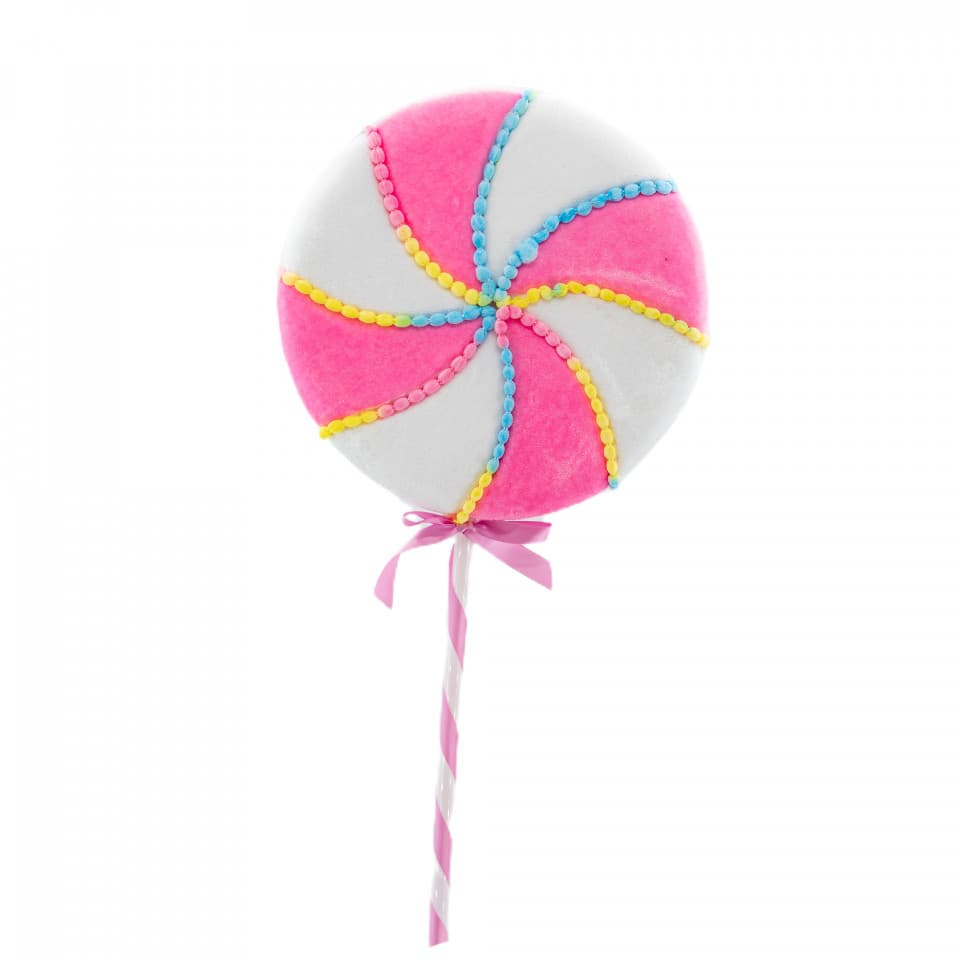 Decoratiune brad in forma de Lollipop, culoare roz, dimensiune: 25x4x71cm, MI-538