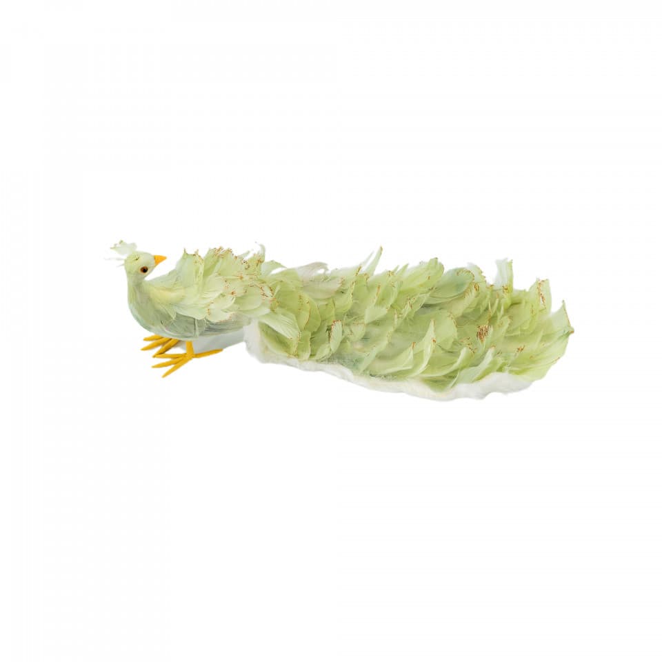 Decoratiune brad in forma de Paun, culoare verde cu auriu, dimensiune: 38x14x14cm, MI-562