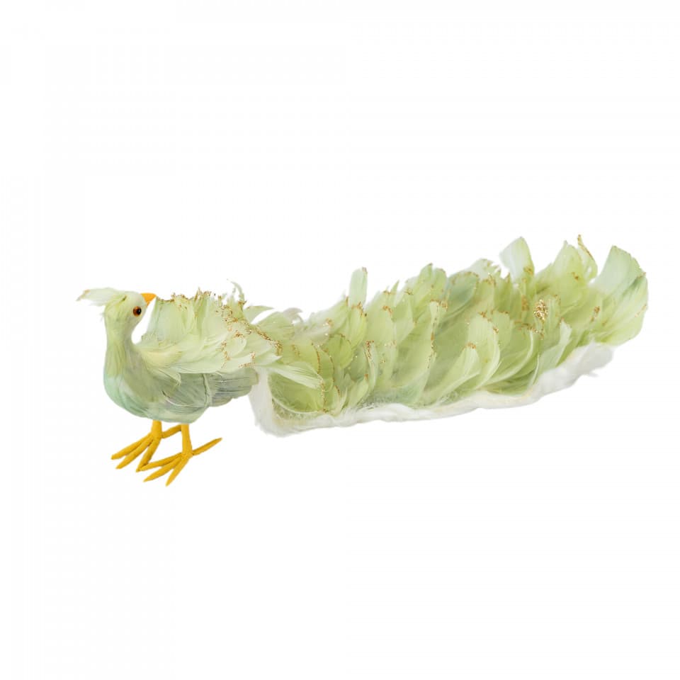 Decoratiune brad in forma de Paun, culoare verde cu auriu, dimensiune: 55x19x19cm, MI-561