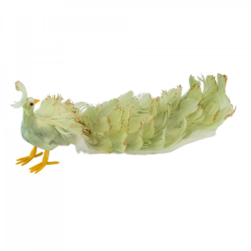 Decoratiune brad in forma de Paun, culoare verde cu auriu, dimensiune: 75x23x23cm, MI-560