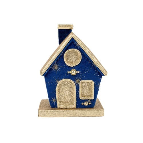 Decoratiune Craciun- Casuta din povesti, culoare: albastru. Dimensiuni : 18*14*26cm-HB-151