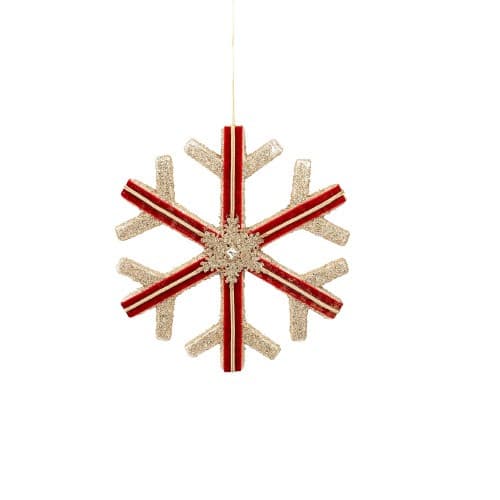 Decoratiune Craciun- Fulg de nea, rosu cu auriu. Dimensiuni :35*35*5cm-HB-144