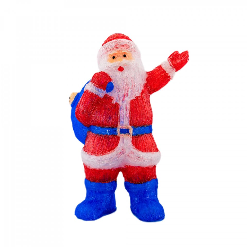 Decoratiune de exterior cu lumini, Mos Craciun din acril, 204 Led-uri, dimensiune produs 80cm, 8 jocuri de lumini, dimensiune :48.5x35x73 cm