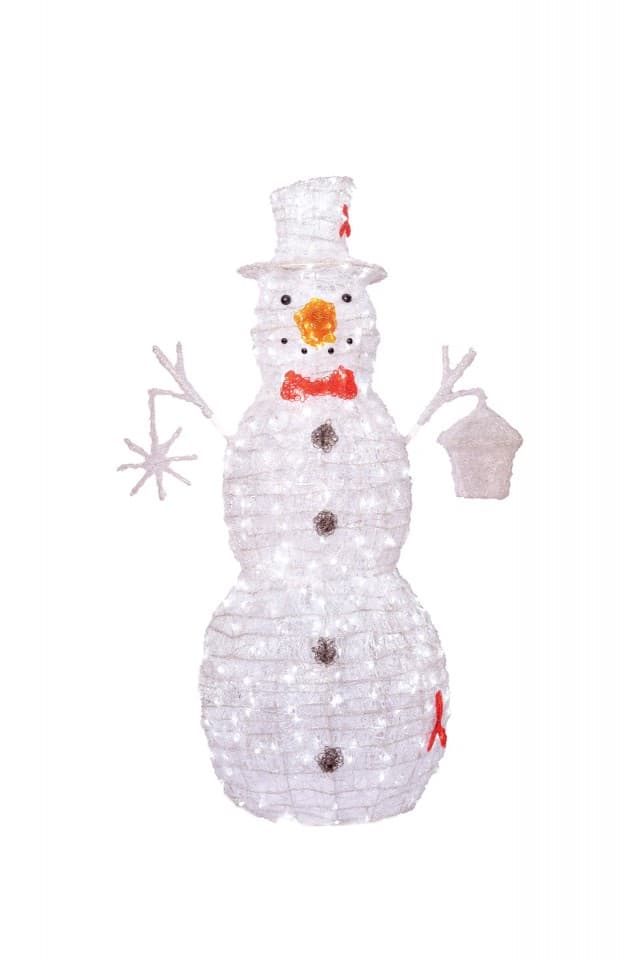 Decoratiune luminoasa pentru exterior 3D Om de Zapada, h 150cm