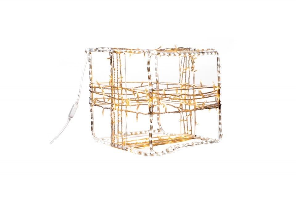 Decoratiune luminoasa pentru exterior, Cub, 40 cm,