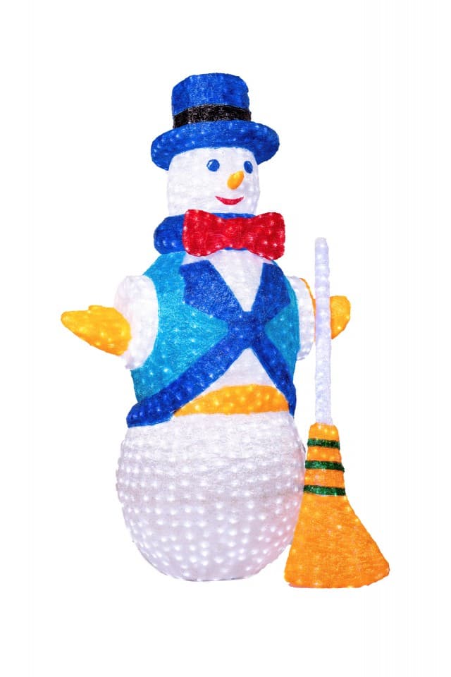 Decoratiune luminoasa pentru exterior, Om de zapada, h 200cm