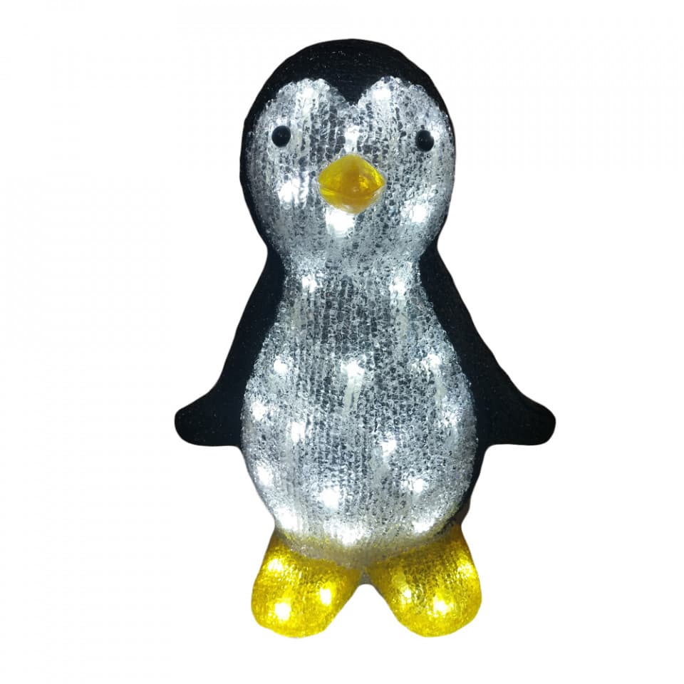 Decoratiune luminosa de exterior Pinguin, 30 Led-uri albe, dimensiunea produsului: 32 * 27 * 38cm, transformator IP44 cu 8 functii