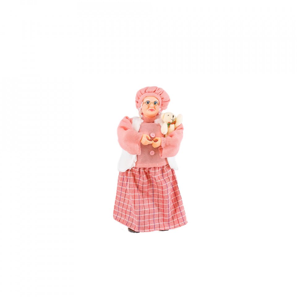 Doamna Craciun , decoratiune muzicala cu miscare lenta, culoare roz, dimensiune 50, cu baterii, HB-1007-50
