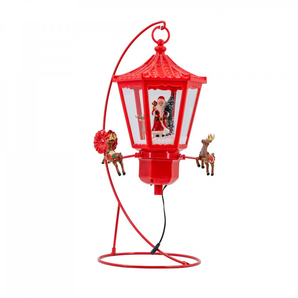 Felinar muzical , decoratiune Craciun, dimensiune 58cm, culoare rosu, MIF-1221