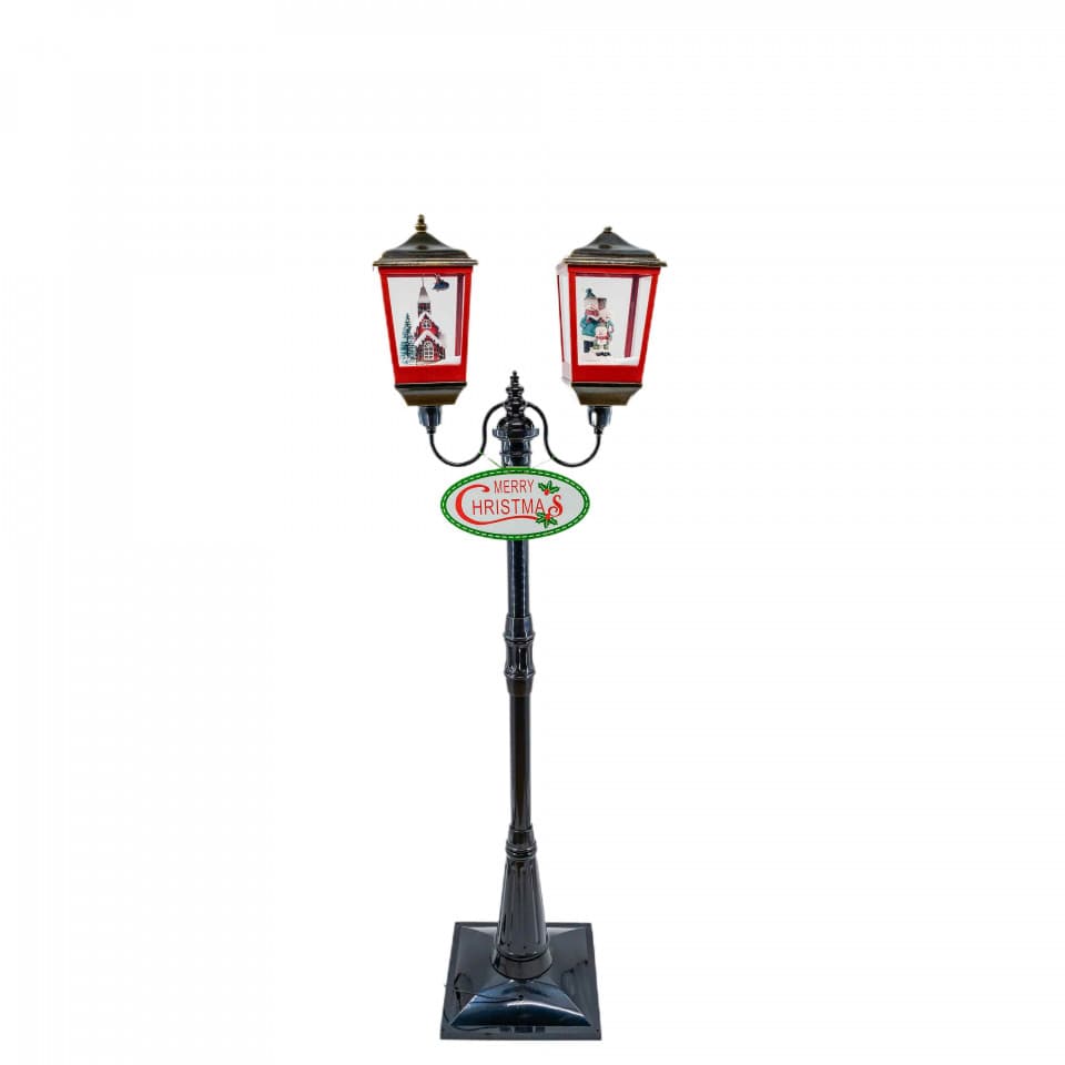 Felinar muzical stadal, decoratiune Craciun, dimensiune 179 cm, culoare negru, MIF-1212