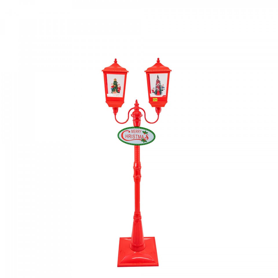 Felinar muzical stadal, decoratiune Craciun, dimensiune 179 cm, culoare rosu, MIF-1213