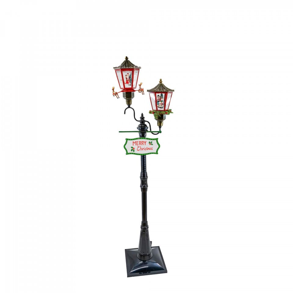 Felinar muzical stadal, decoratiune Craciun, dimensiune 195x5x 37.5cm, culoare alb, MIF-1224
