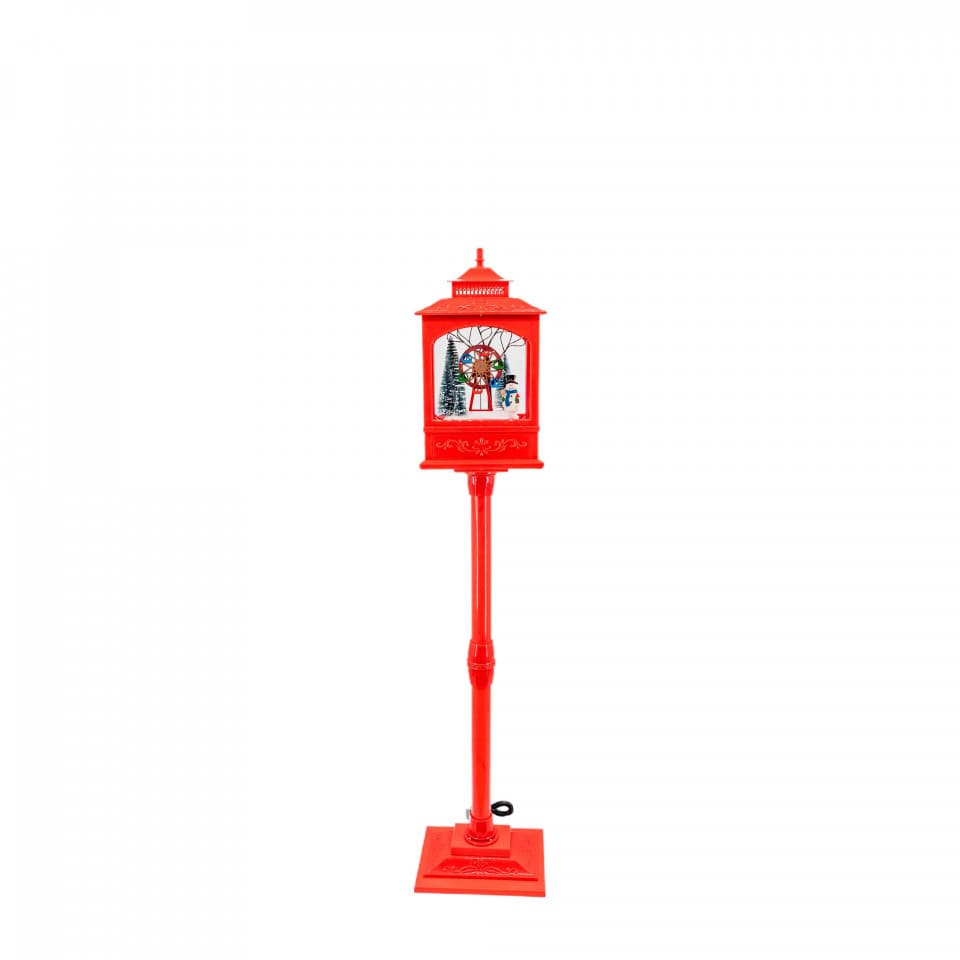 Felinar muzical stadal, decoratiune Craciun, dimensiune 25.5x17x124cm, culoare rosu, MIF-1217