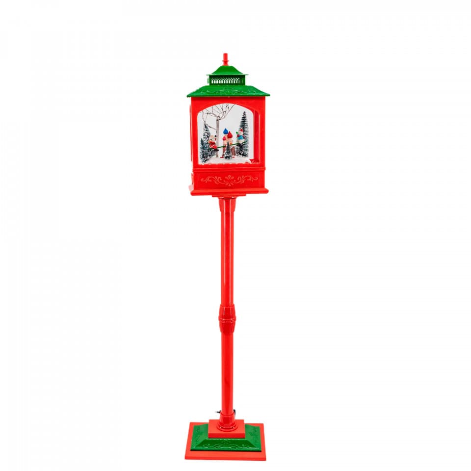 Felinar muzical stadal, decoratiune Craciun, dimensiune 25.5x17x124cm, culoare rosu, MIF-1218