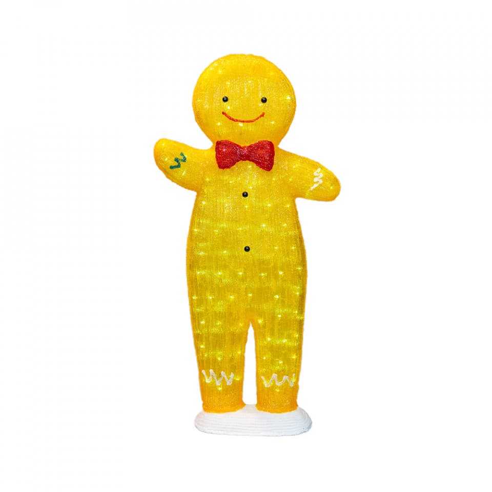 Gingerbread Man decoratiune luminoasa de exterior din acril cu 150 led-uri, 8 jocuri de lumini, culoare multicolor, dimensiune 100cm, alimentare la priza, HB-614