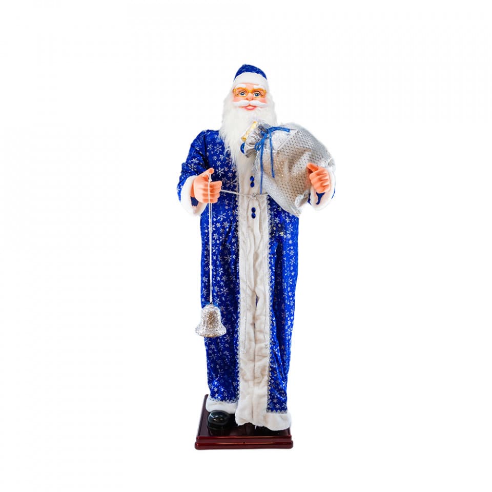Mos Craciun muzical cu miscare lenta, cuoare albastru, dimensiune 180 cm, alimentare la priza HB-1004-180