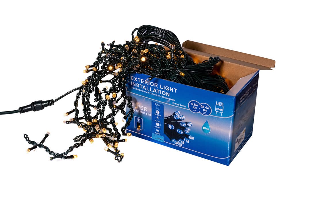 Perdea franjuri lumini de exterior 360 Led-uri, Lumina CALDA, 5m L, Interconectabila cu joc de lumini
