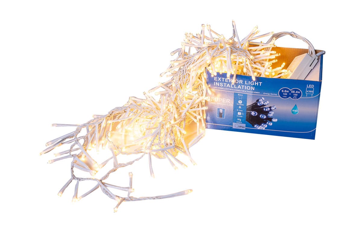 Perdea franjuri lumini de exterior 360 Led-uri, Lumina Calda, Interconectabila cu joc de lumini