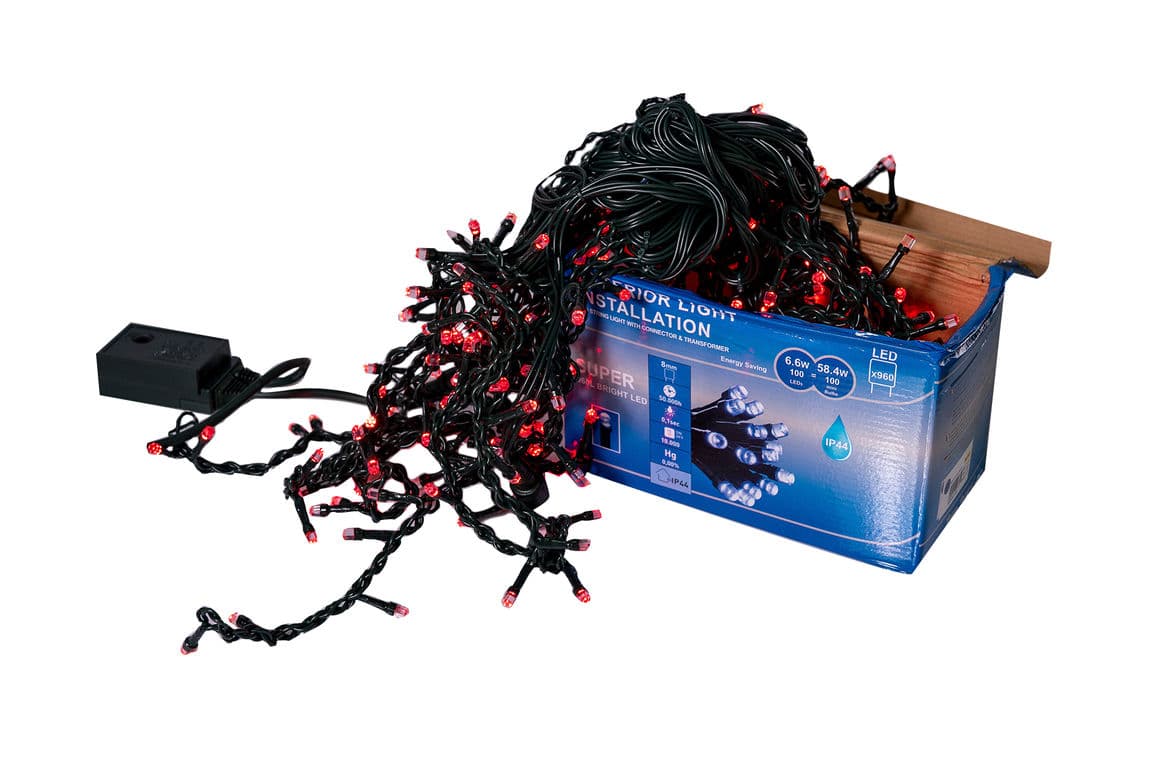 Perdea franjuri lumini de exterior 360 Led-uri, Rosu, 5m L, Interconectabila cu joc de lumini