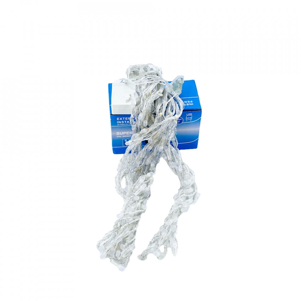 Perdea Lumini de exterior, 216 Led- Lumina Calda cu Albastru 3m x 1m, caseta joc de lumini, interconectabila, SW-216-CLD-B