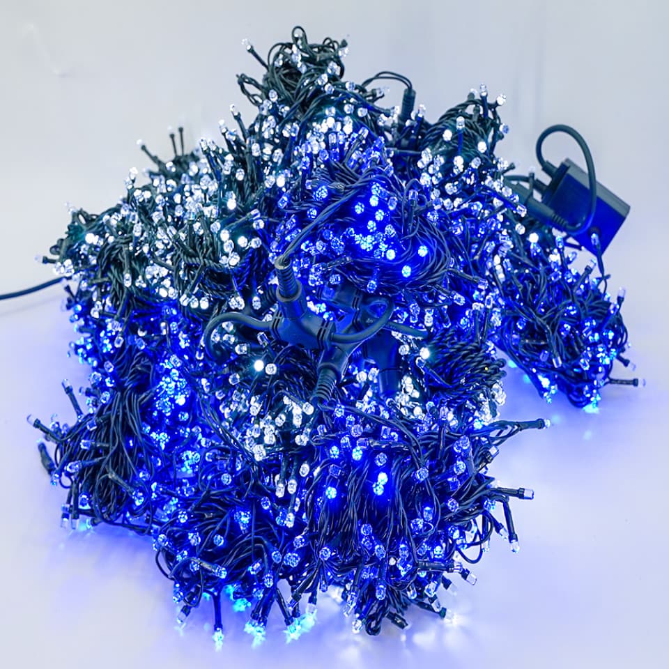 Perdea Lumini de exterior, 3m x 2m, 400 Led Lumina Rece/ Albastru, interconectabila, SW-400G-WB