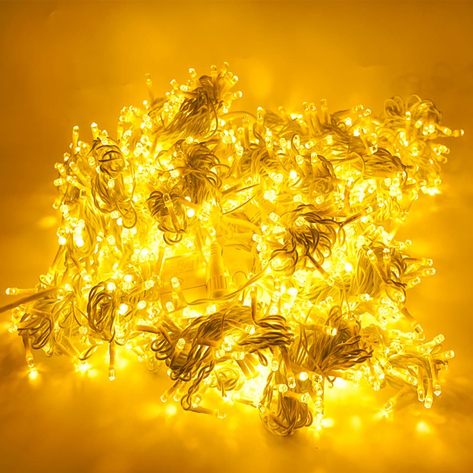 Perdea Lumini de exterior, 4m x 5m, 1200 Led Lumina Calda, joc de lumini, interconectabila, fir alb, SW-1200W-CLD