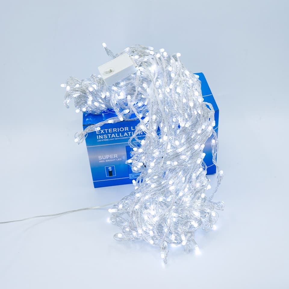 Perdea Lumini de exterior, 960 Led- Lumina Rece- Albastru 3m x 3m, joc de lumini, interconectabila