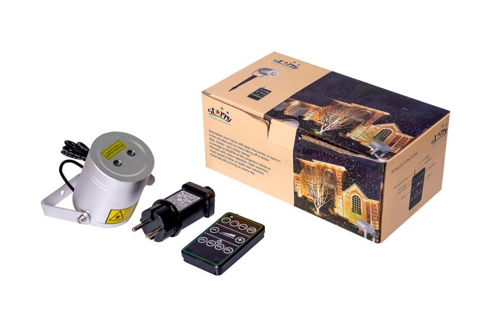 Proiector laser exterior IP44, cu telecomanda, joc de lumini verzi si rosii